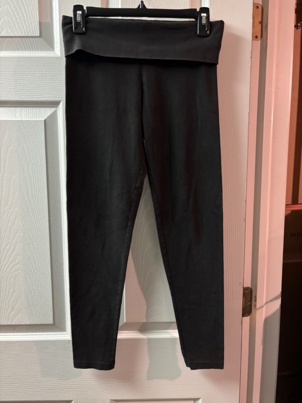 Pink Black Leggings w/ Writing on the Waistband Y2K - Size S